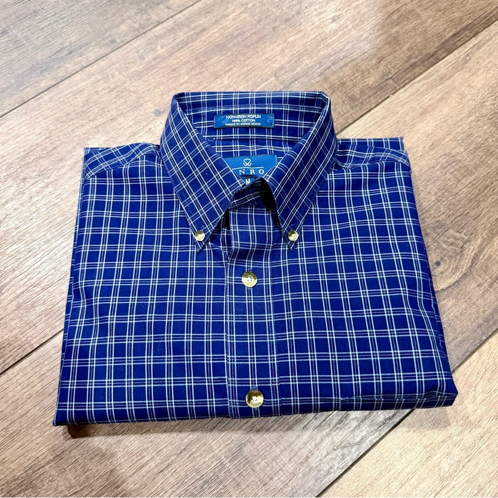 Men’s Blue Plaid Button-Down Shirt
